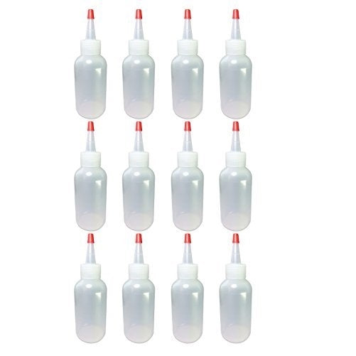 Boston Round Plastic Bottle w. Yorker Spout Cap 120mL 4oz LDPE PE - 12 Pack