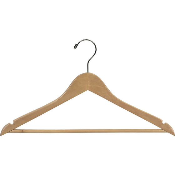 The Great American Hanger Company 200202-100 Wooden Suit Hangers, Natural Finish, Box of 100