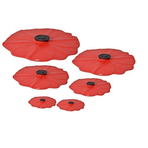 Charles Viancin Poppy Silicone Lid - Set of 6-11", 9", 8", 6", and two 4"