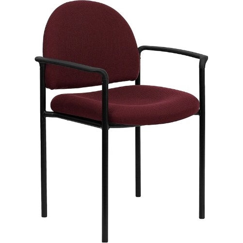 Flash Furniture Comfort Burgundy Fabric Stackable Steel Side Reception Chair with Arms