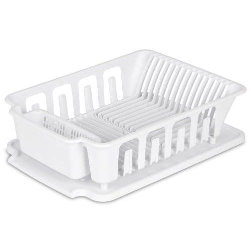 Sterilite 2-piece Large Sink Set Dish Rack Drainer, White (18 3/4" L x 13 3/4" W x 5 1/2" H)