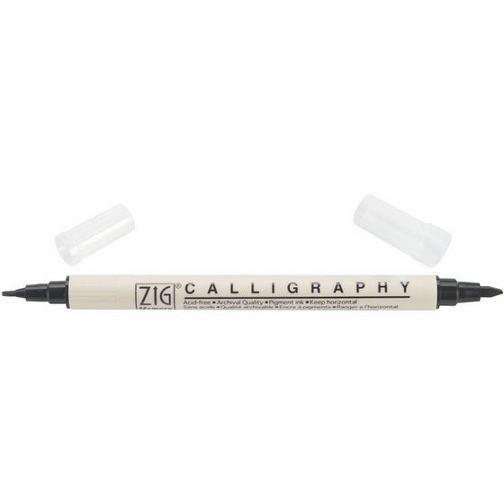 Zig Memory System Calligraphy Dual Tip Marker, Pure Black Pack of 6