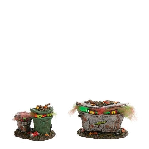 Department 56 Accessories for Villages Halloween Spooky Trash Cans Accessory Figurine