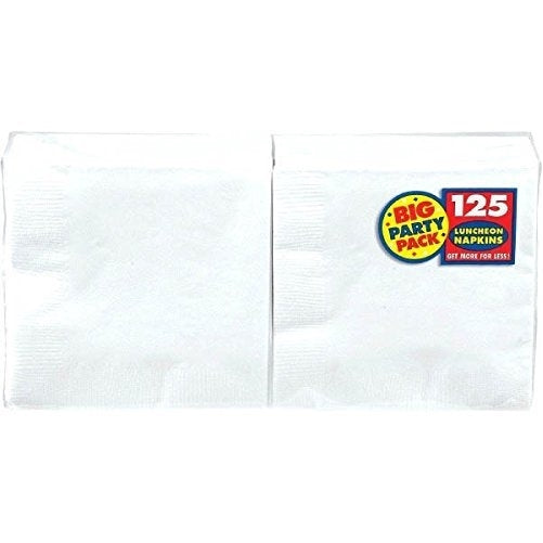 Amscan 610013-08 Big Party Pack Luncheon Napkin, 6.5 by 6.5-Inch, White, 125/Pack