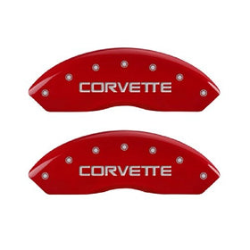 MGP Caliper Covers 13013SCV4RD Corvette C4 Logo Type Caliper Cover with Red Powder Coat Finish and Silver Characters, (Set of 4)