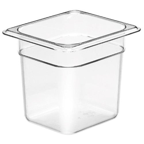 Cambro 66CW 2.4 qt Capacity, 6-15/16" Length x 6-3/8" Width x 6" Depth, Camwear Clear Polycarbonate Sixth Size Food Pan