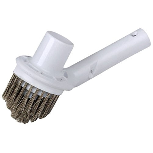 Pooline Corner Brush with Vacuum Connection - White Brush Body and Handle - Stainless Steel Bristles