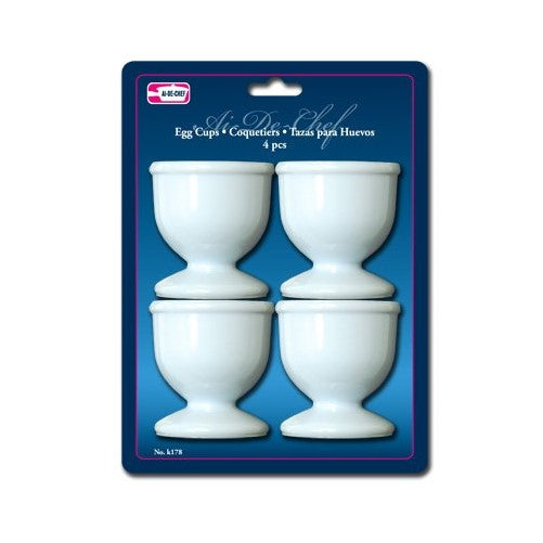 1 X Egg Cups Set 4 PC Poached Hard Boiled Breakfast White Save Kitchen Hot Food New