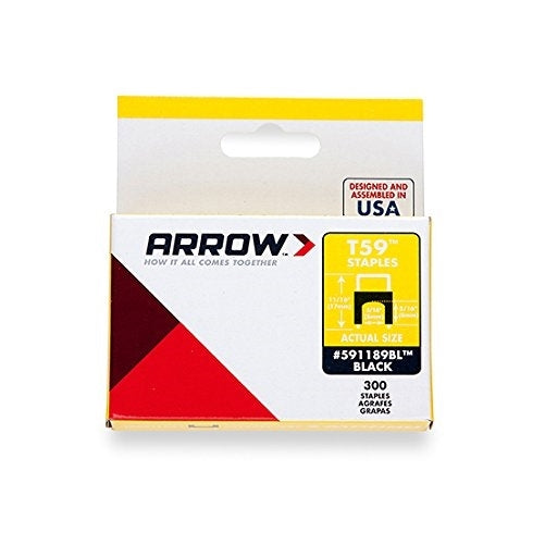 Arrow Fastener 591168BL Genuine T59 Insulated 1/4-Inch by 1/4-Inch Staples, Black, 300-Pack
