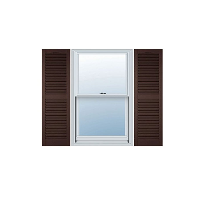 Ekena Millwork LL1S14X04300FB Lifetime Vinyl, Standard Cathedral Top Center Mullion, Open Louver Shutters, w/Installation Shutter-Lok's & Matching Screws (Per Pair), 14 1/2" W x 43" H, Federal Brown