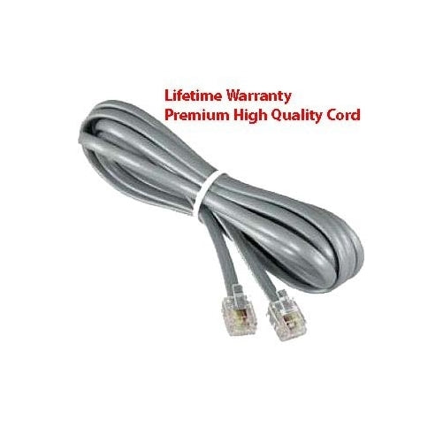 Premium Telephone Line Cord Heavy Duty Silver Satin 4 Conductor 14-ft by TeleDirect