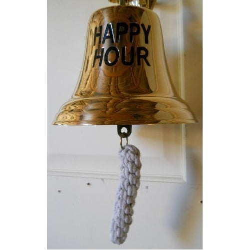 Large Solid Brass HAPPY HOUR Bartenders Bell