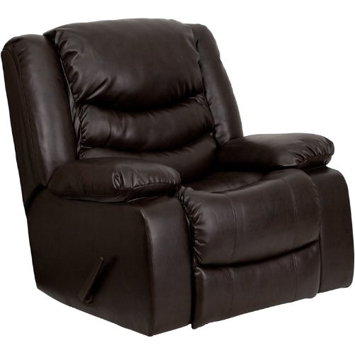 Flash Furniture Plush Brown Leather Lever Rocker Recliner with Padded Arms