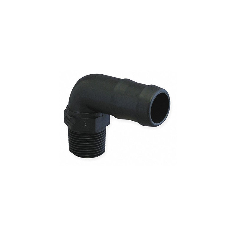 Banjo HB050/038-90 Polypropylene Hose Fitting, 90 Degree Elbow, 1/2" NPT Male x 3/8" Barbed