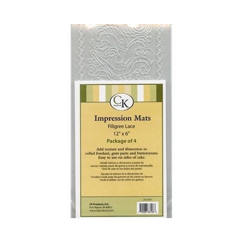 Fondant Impression Mat -Filigree Lace- Pkg of 4