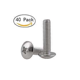Adiyer 40-Pack Metric M4 x 20mm Machine Screws for Cabinet Drawer Knob Pull Handle, 304 Stainless Steel, Truss Head Bolts, Phillips Drive