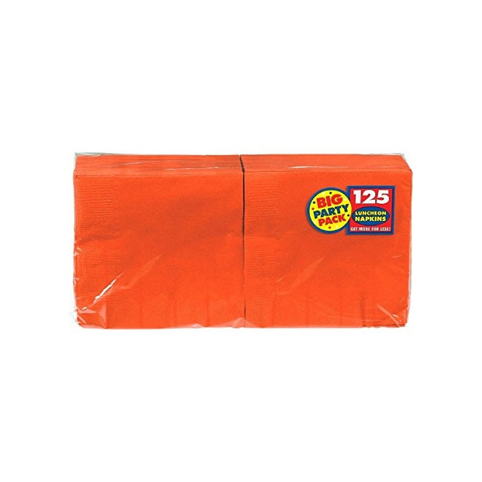 Amscan Big Party Pack 125 Count Luncheon Napkins, Orange