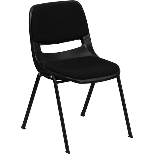 Flash Furniture HERCULES Series 880 lb. Capacity Black Ergonomic Shell Stack Chair with Padded Seat and Back