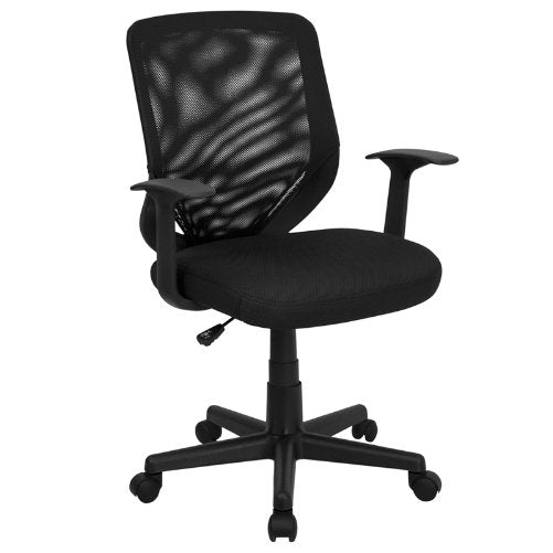 Flash Furniture Mid-Back Black Mesh Swivel Task Chair with Arms