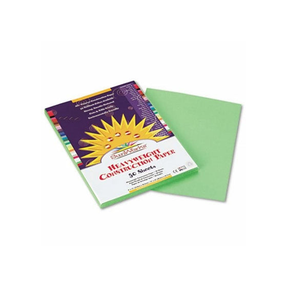 SunWorks Construction Paper, 58 lbs, 9 x 12, Light Green, 50 Sheets/Pack