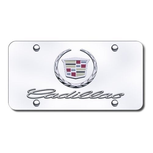Cadillac Chrome Logo and Name on Chrome License Plate