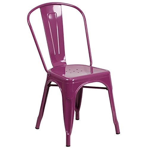 Flash Furniture Purple Metal Indoor-Outdoor Stackable Chair