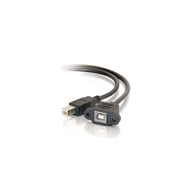 C2G 28071 Panel-Mount USB 2.0 B Female to B Male Cable, Black (1 Feet, 0.3 Meters)