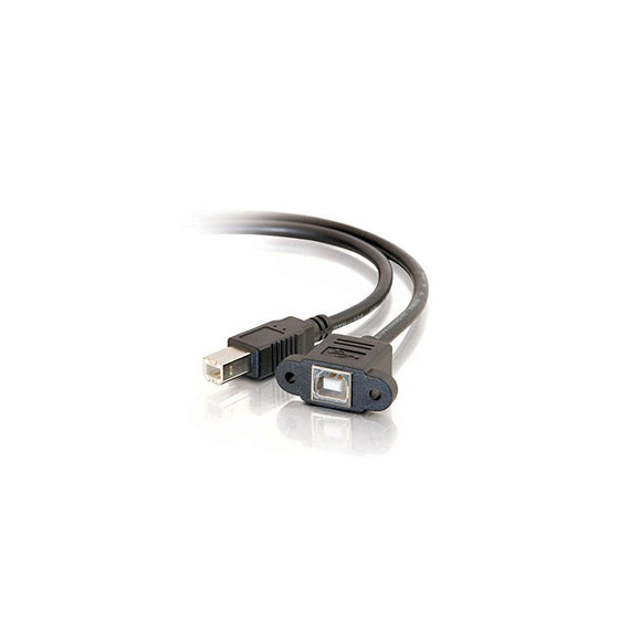 C2G 28072 Panel-Mount USB 2.0 B Female to B Male Cable, Black (1.5 Feet, 0.45 Meters)