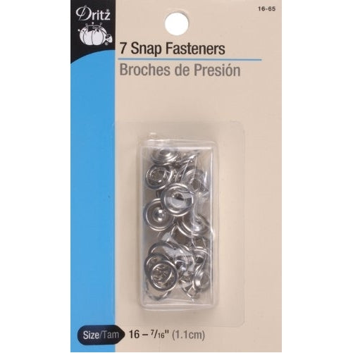 Dritz Snap Fasteners 7/16 Inch - 7 Snaps/Pkg Nickel