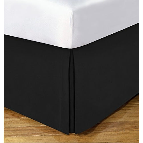 Today's Home Microfiber Bed Skirt Dust Ruffle Classic Tailored Styling 14" Drop Twin, Black