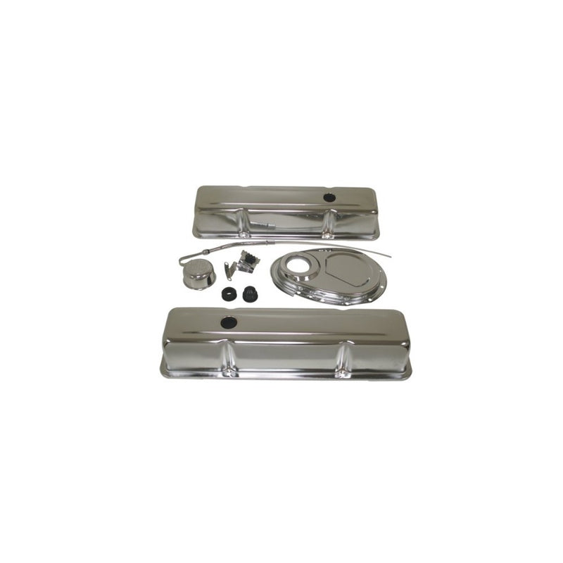 1958-86 Chevy Small Block 283-305-327-350 Steel (Tall) Engine Dress Up Kit - Chrome