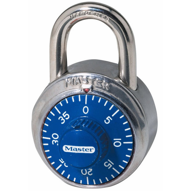 Master Lock Padlock, Standard Dial Combination Lock, 1-7/8 in. Wide, Blue, 1506D