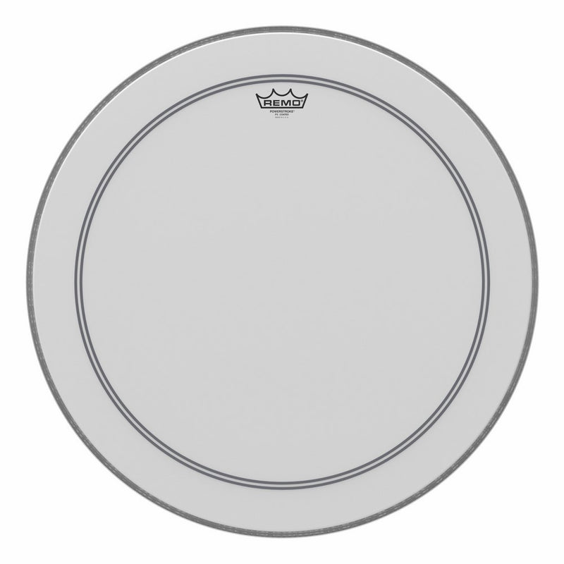 Remo P31124-C2 Coated Powerstroke 3 Bass Drum Head (24-Inch) - White Falam Patch