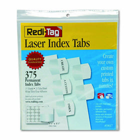 Redi-Tag Laser Printable Index Tabs, Permanent Adhesive, 1-1/8 x 1-1/4 Inches, Bulk Packed, 375 Tabs per Pack, White (39017)