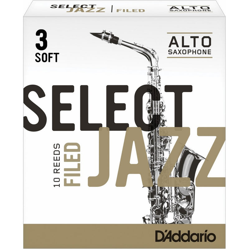Rico Select Jazz Alto Sax Reeds, Filed, Strength 3 Soft
