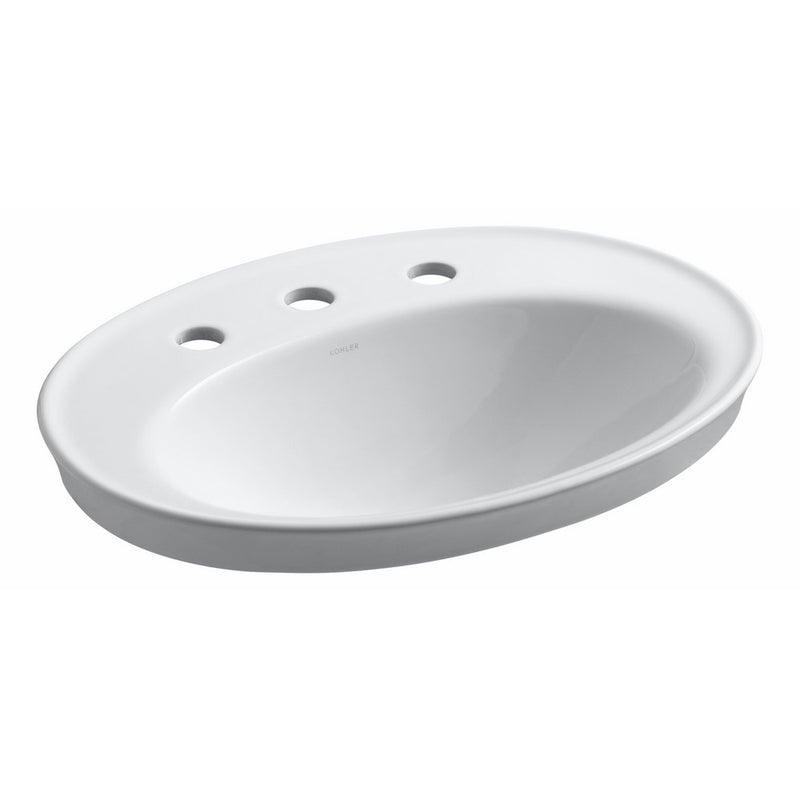 KOHLER K-2075-8-0 Serif Self-Rimming Bathroom Sink, White