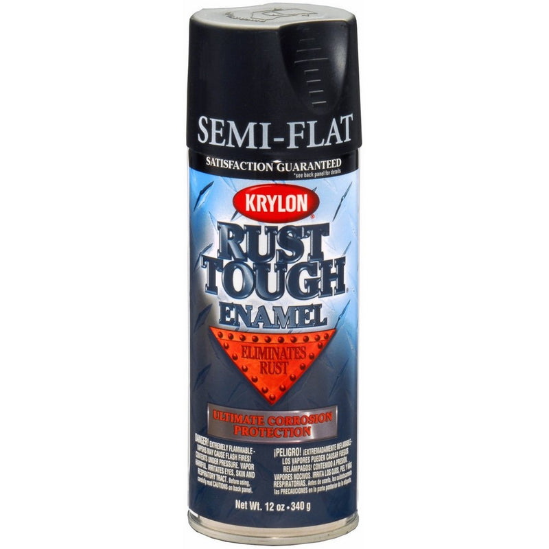 Krylon K09203007 'Rust Tough' Semi-Flat Black Rust Preventive Enamel - 12 oz. Aerosol