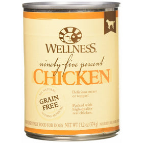 Wellness 95% Chicken Natural Wet Grain Free Canned Dog Food, 13.2-Ounce Can (Pack of 12)