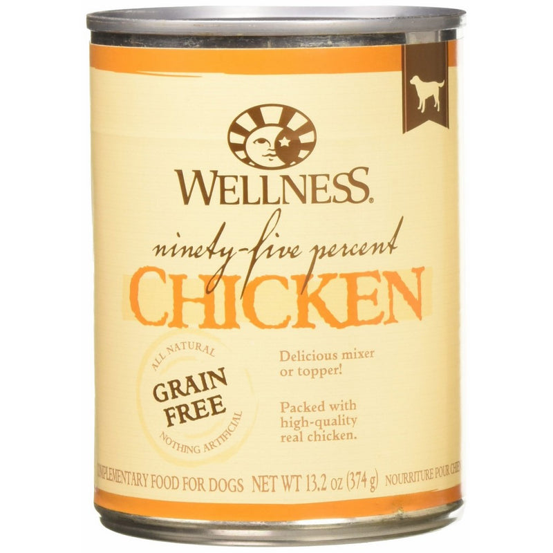Wellness 95% Chicken Natural Wet Grain Free Canned Dog Food, 13.2-Ounce Can (Pack of 12)