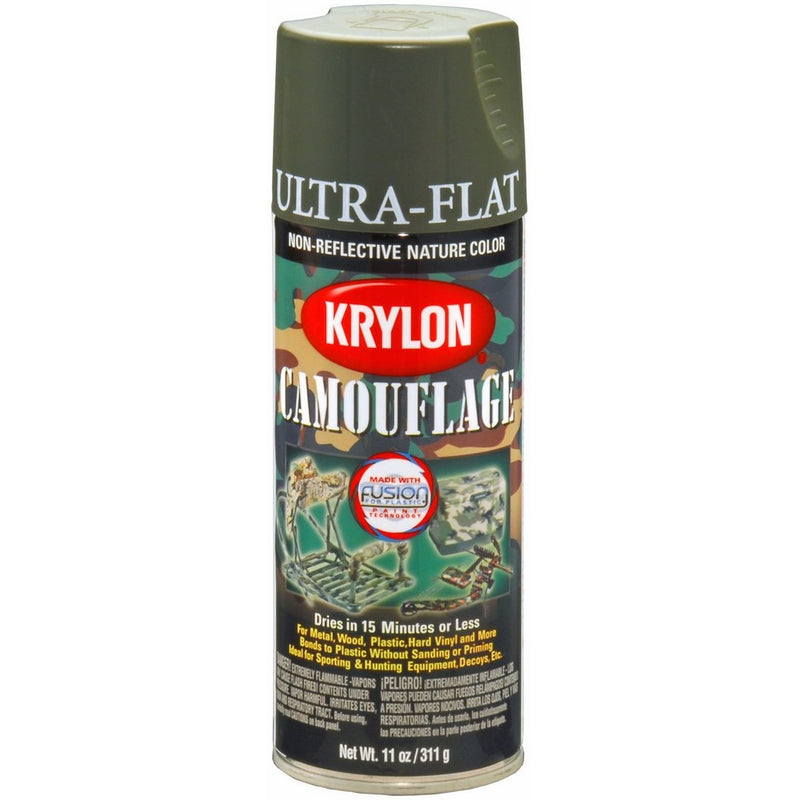 Krylon K04293007 Camouflage With Fusion For Plastic Paint Technology Aerosol Spray Paint, 11-Ounce, Camouflage Olive
