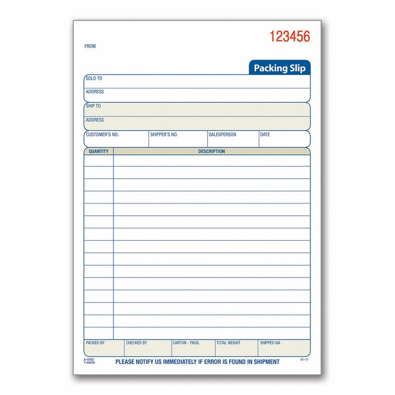 TOPS Packing Lists, 3-Part, Carbonless, 5.5 x 8.38 Inches, 50 Sets per Book (46639)