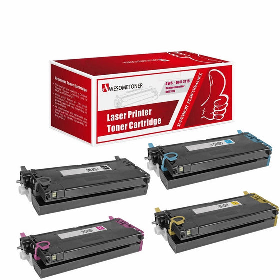 Awesometoner Dell 3110cn / 3115cn High Capacity Compatible Toner 4pk Value Bundle Toner Cartridges-Black/ Cyan/ Magenta/ Yellow