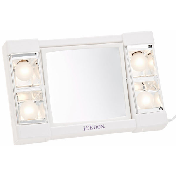 Jerdon J1010 6-Inch Portable Lighted Mirror with 3x Magnification, White Finish