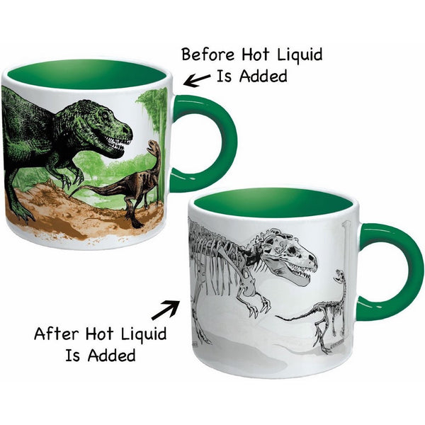 The Unemployed Philosophers Guild Disappearing Dino Mug - Heat Sensitive Color Changing Coffee Mug - Add Hot Liquid and Watch Dinosaurs Turn to Fossils