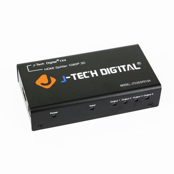 J-Tech Digital TM 4 Ports HDMI 1x4 Powered Splitter Ver 1.3 Certified for Full HD 1080P with Deep Color & HD Audio and Max Bandwidth of 10.2Gbps