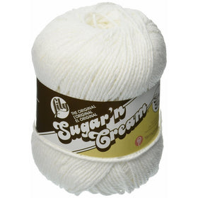 Lily 10201818001 Sugar 'N Cream Super Size Solid Yarn - (4) Medium Gauge 100% Cotton - 4 oz - White - Machine Wash & Dry Big Ball