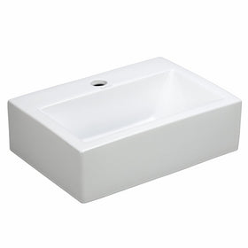 Elite Sinks EC9859 Porcelain Wall-Mounted Rectangle Sink, White