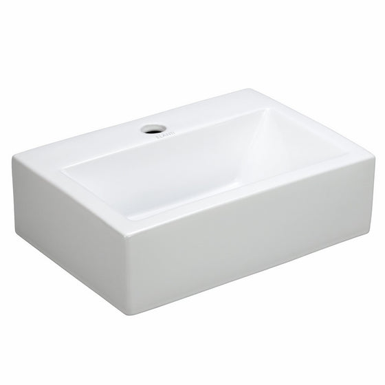 Elite Sinks EC9859 Porcelain Wall-Mounted Rectangle Sink, White