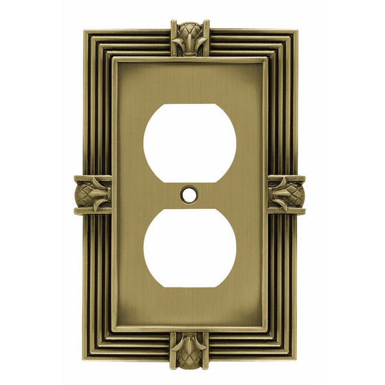 Franklin Brass 64472 Pineapple Single Duplex Outlet Wall Plate / Switch Plate / Cover, Tumbled Antique Brass