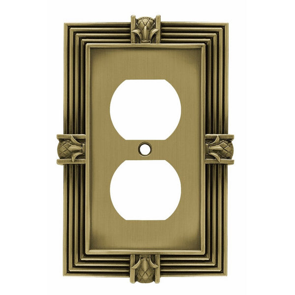 Franklin Brass 64472 Pineapple Single Duplex Outlet Wall Plate / Switch Plate / Cover, Tumbled Antique Brass